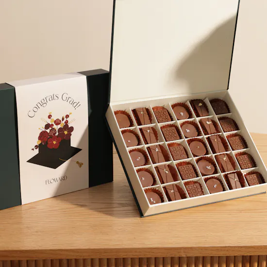 Floward Congrats Grad Medium Chocolates Box | Gentle Grace Flower Bouquet