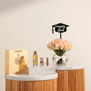 Abdul Samad Al Qurashi Sasora Agarwood Oil | Graduation Peach Rose Vase