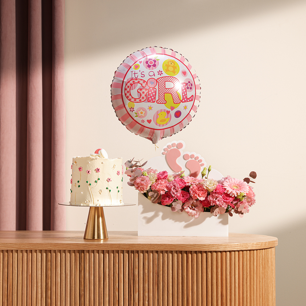 Floward New Baby Girl Cake | Blooms Tray