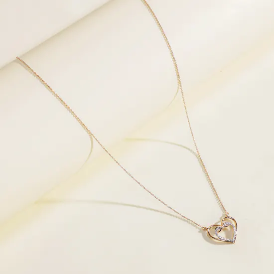 Damas Rose Gold and Diamond Heart Necklace