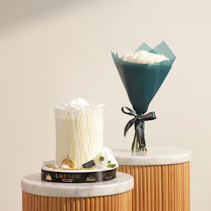 Laviviane Personalized Engagement or Wedding Cake | Lovely Flower Bouquet