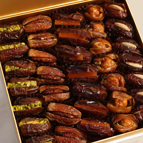 صندوق تمر صدف متنوع من بتيل