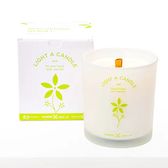 Floward Single Whispering Neroli Candle | Green Leaves Vase
