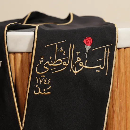 Saaf Omani National Day Rose Black Scarf