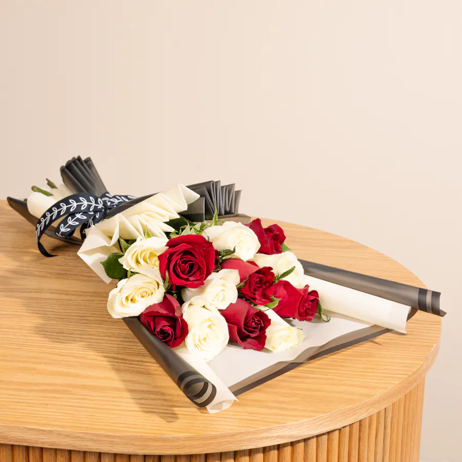 Red & White Roses Bouquet  5