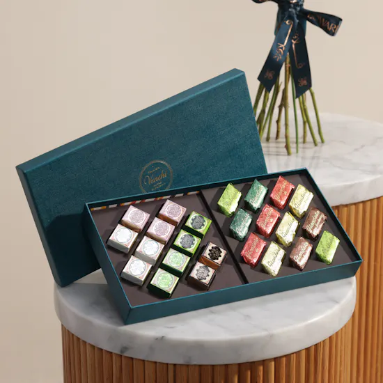 Venchi Murrine Cremino and Gianduiotto Chocolates Blue Gift Box | Delightful Flowers