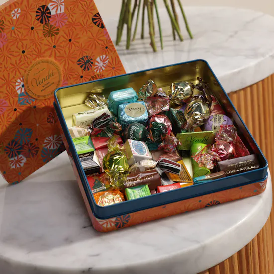 Venchi Murrine Maxi Assorted Chocolates Orange Tin Box | Sweet Harmony Flowers