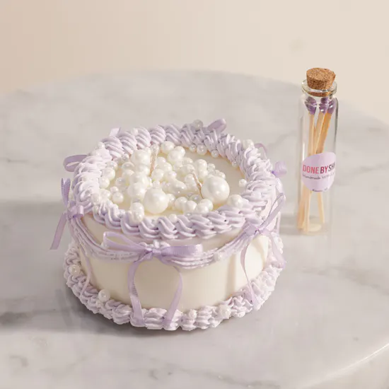 Done by SHK Purple Pearls Candle Cake