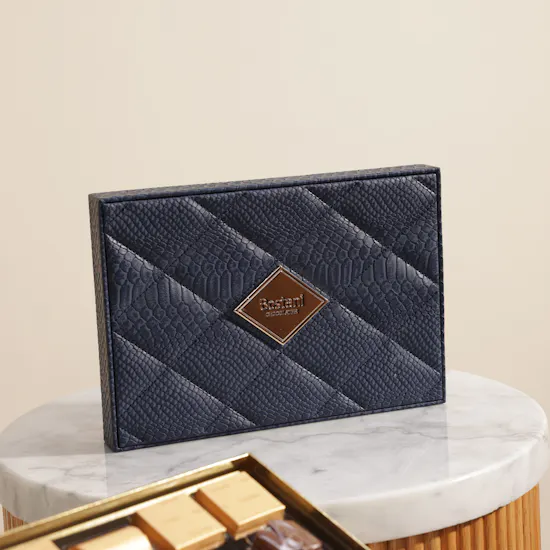 Bostani Dark Blue Leathered Small Chocolate Box