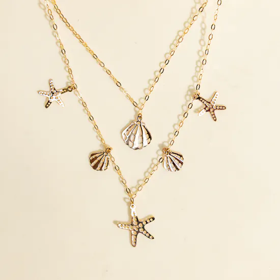 Miss L' Beach Layered Gold Necklace