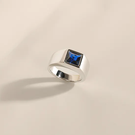 Floward Sapphire Monolith Silver Men's Ring | Size 9