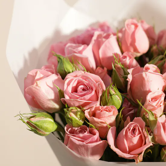Ghazl Chocolatier Get Well Soon Mini Chocolate Box | Pink Baby Rose Bouquet