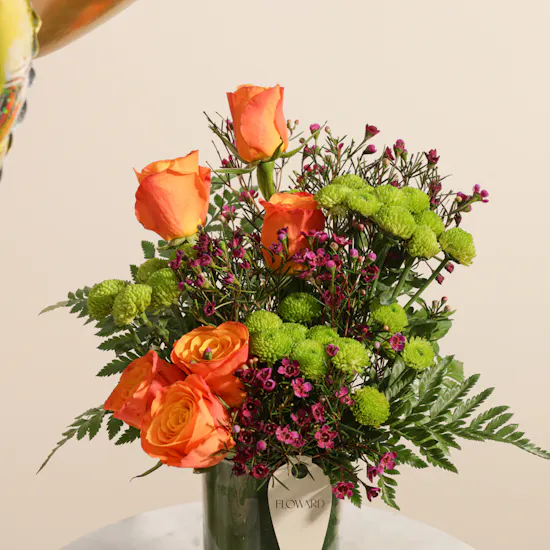 Floward Birthday Kick Age Meme Cake | Bright Flowers Vase and Balloons Set