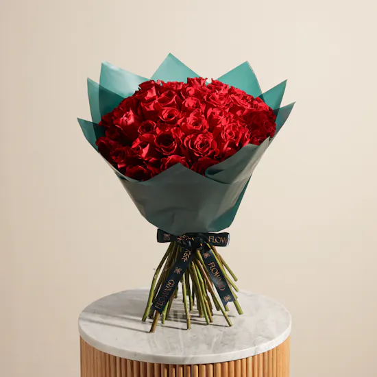 Dew of Loving Hearts Bouquet | 50 Roses