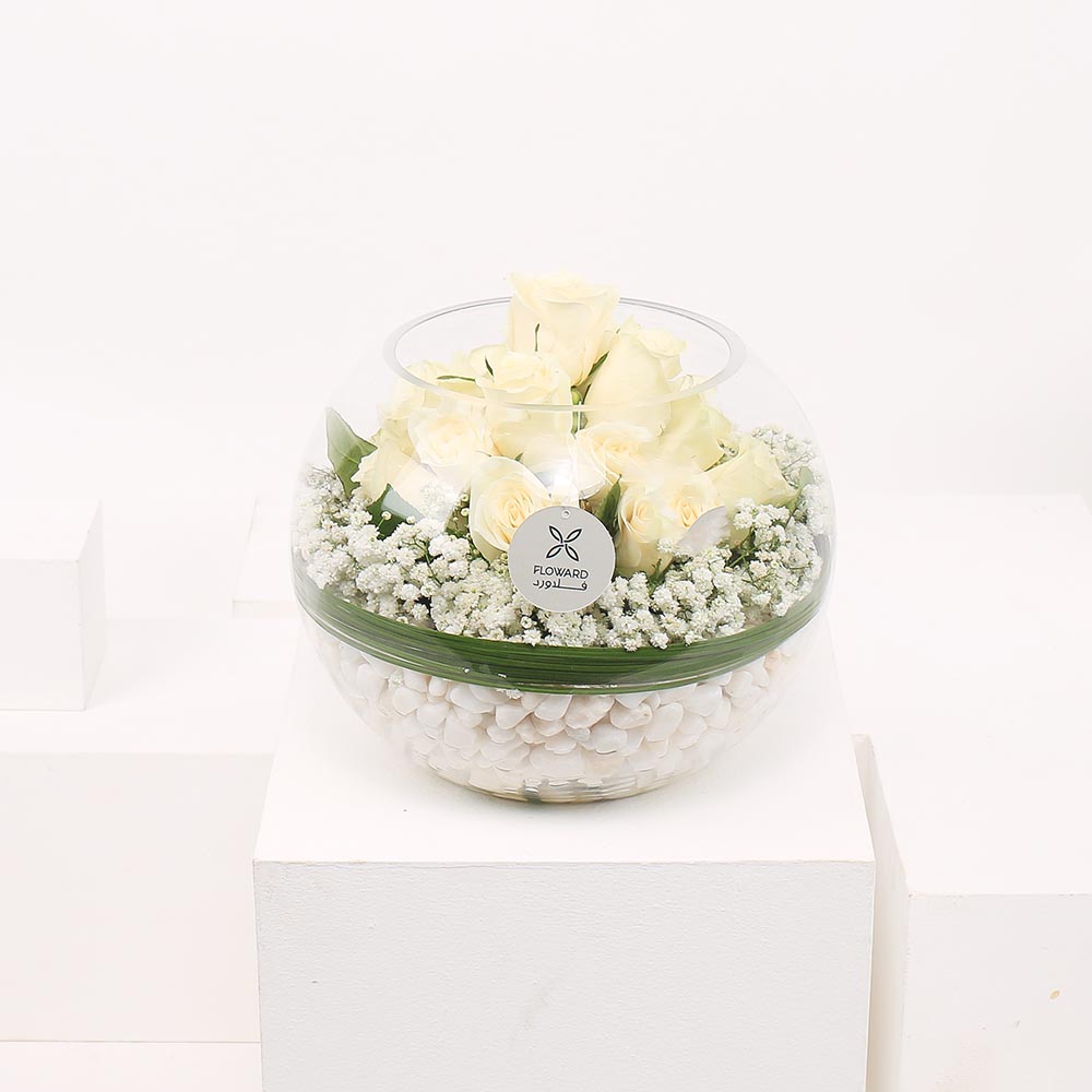 غيمة الجوري | مزهريه زجاج