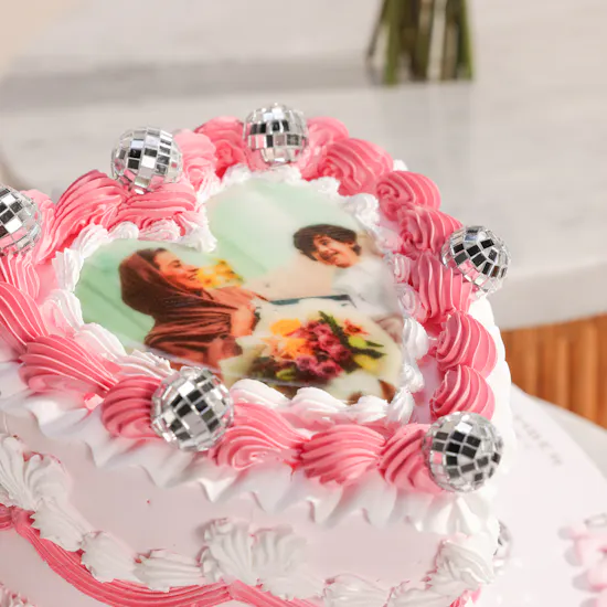 December Cake Personalized Photo Heart-Shaped Birthday Cake | Garden of Calm Flowers