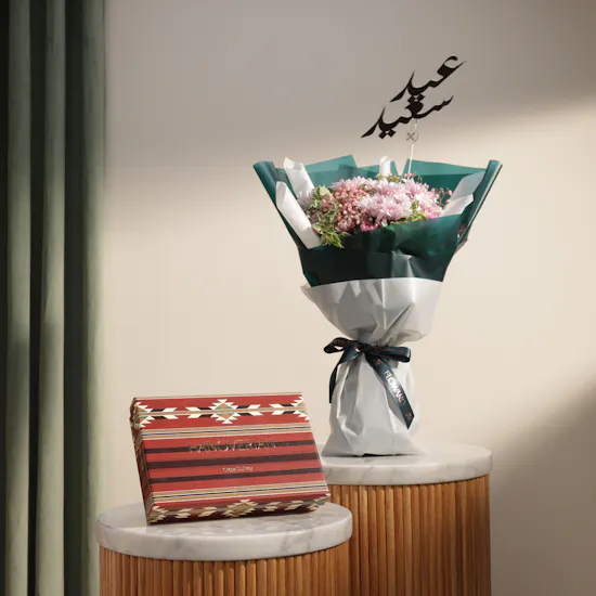 Hanoverian Crepe Dulcey Box | Joyful Eid Flower Bouquet