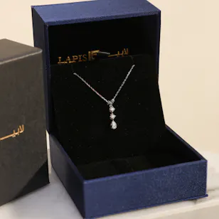 Lapis Diamond and White Gold Pendant Necklace 