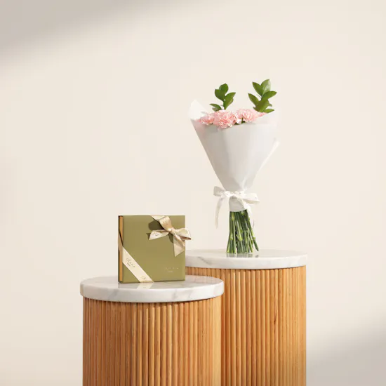 Bateel Palm Collection Origin Chocolate Small Box | Shiny Flowers Bouquet