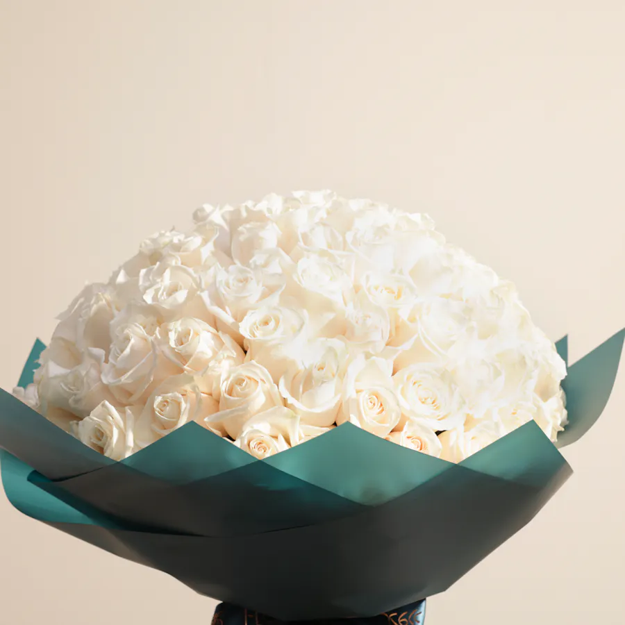 Elegant White | 100 Rose Bouquet 2