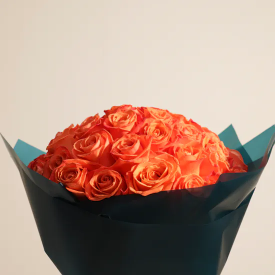 Elegant Orange Roses Bouquet | 50 Roses