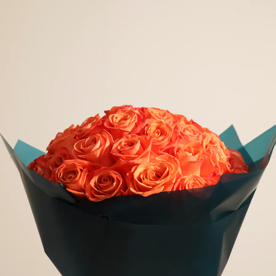 Elegant Orange Roses Bouquet | 50 Roses 2