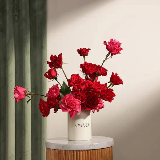 Red and Fuchsia Roses Box