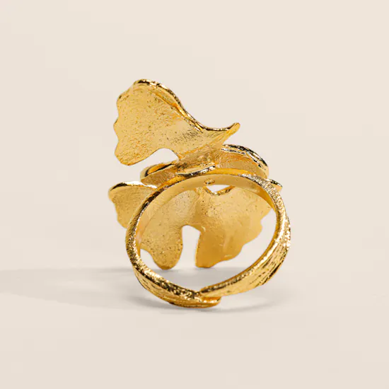 Lynyer Gold-plated Twisted Flora Petal Ring