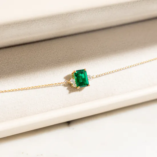 Siran Gold and Diamond Green Stone Bracelet