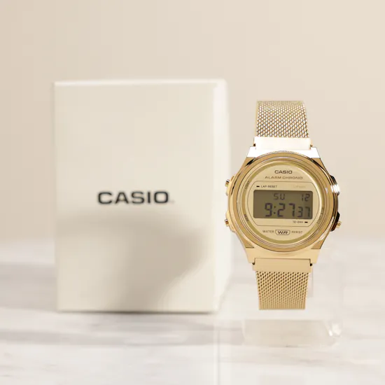 Casio Gold-Tone Vintage Unisex Round Digital Watch