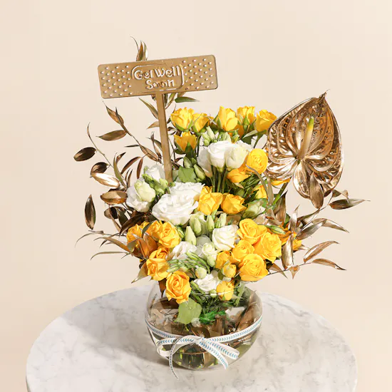 Get Well Soon Shiny Flowers Vase