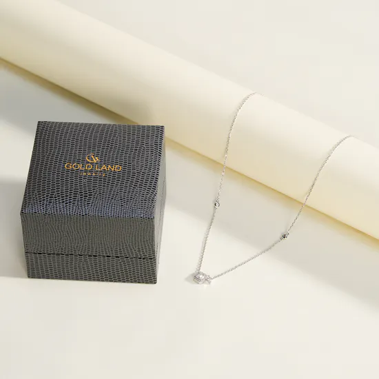 Gold Land Baguette Diamond Necklace