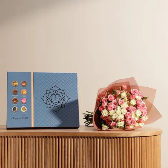 Saadeddin Mix Truffle Chocolate Box | Wishes Baby Roses Bouquet