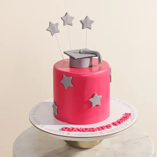 December Cake Personalized Graduation Fuchsia Cake