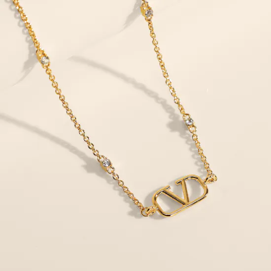 Valentino Garavani Mini Vlogo Signature with Swarovski Crystals Necklace