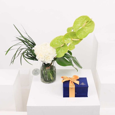 Godiva Chocolate of Your Choice & Cylinder Vase