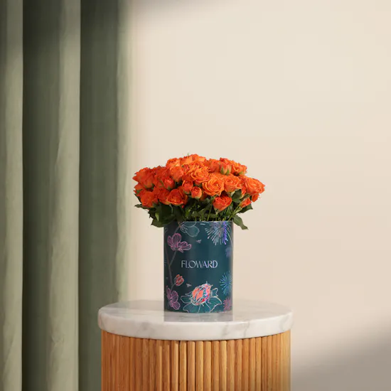Warm Orange Baby Rose Box | 25 Flowers