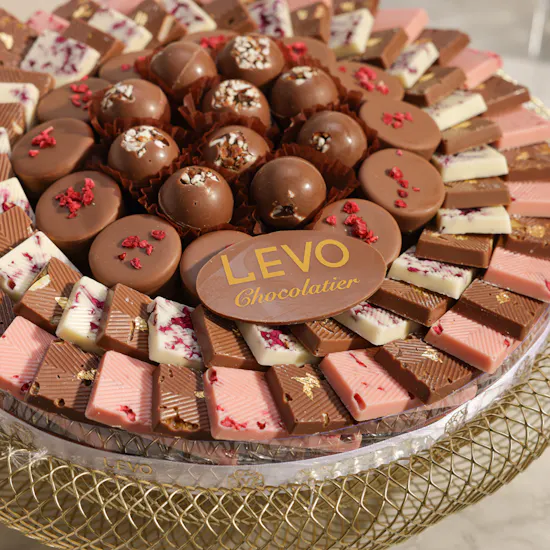 Levo Gold Minibar Chocolate Tray | Cheerful Flowers Vase