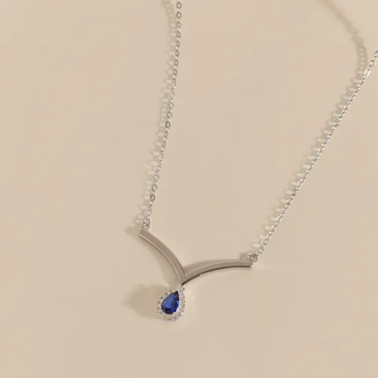 Floward Raindrop Sapphire Stone Necklace