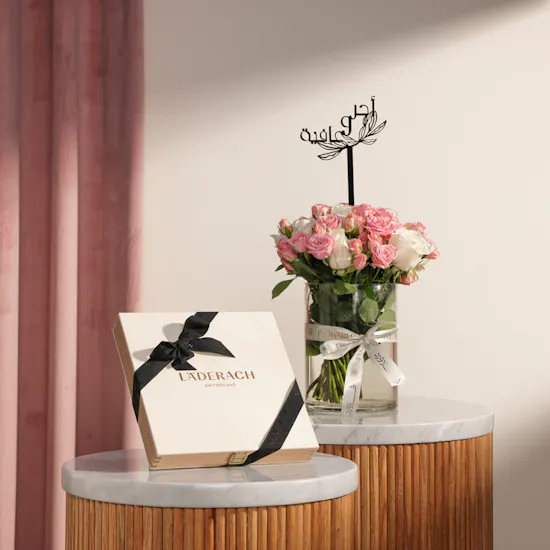 Läderach Wooden Chocolates Praline Box | Get Well Soon Flowers Vase