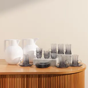 Safat Home White and Grey Gahwa and Tea Server Set Safat Home White and Grey Gahwa and Tea Server Set