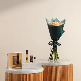 Abdul Samad Al Qurashi Smoked Agarwood Oil | Peach Roses Bouquet