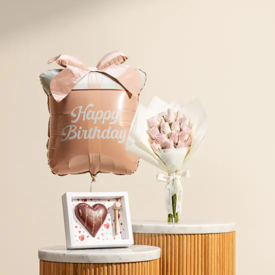 Fleur × Floward Smash Heart Chocolate Box | Birthday Flowers and Balloon