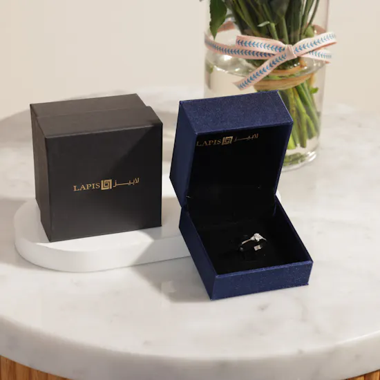 Lapis Trio of Pear Diamond Ring | Bloom Aura Flowers Vase