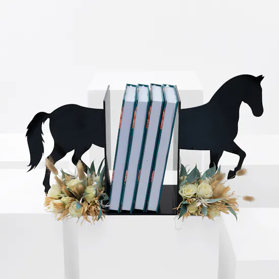 Black Horse Bookends | Baby Roses