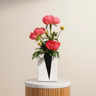 Coral Peony Marble Vase