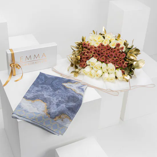 Emma Slate n’ Gold Scarf | Crown Bouquet