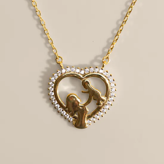 Artsy Mom and Baby in A Heart Necklace