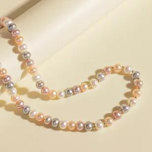 Damas Kiku Mixed Pearl String Gold Necklace Damas Kiku Mixed Pearl String Gold Necklace