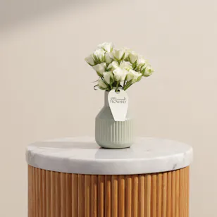 White Whisper Baby Roses Vase